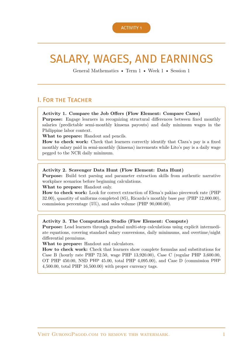 Activity 1 - Salary, Wages, and Earnings preview fragment