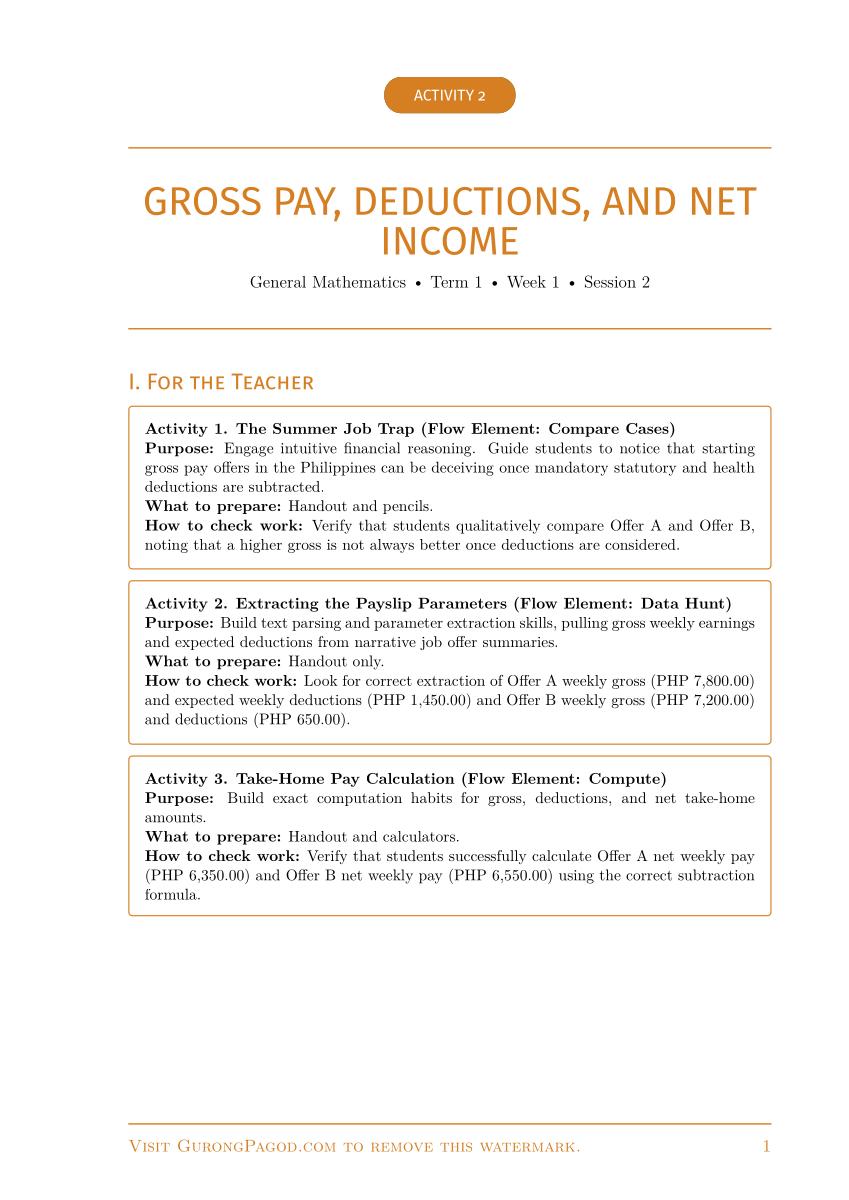 Activity 2 - Gross Pay, Deductions, and Net Income preview fragment