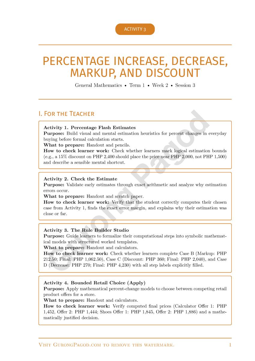 Activity 3 - Percentage Increase, Decrease, Markup, and Discount preview fragment
