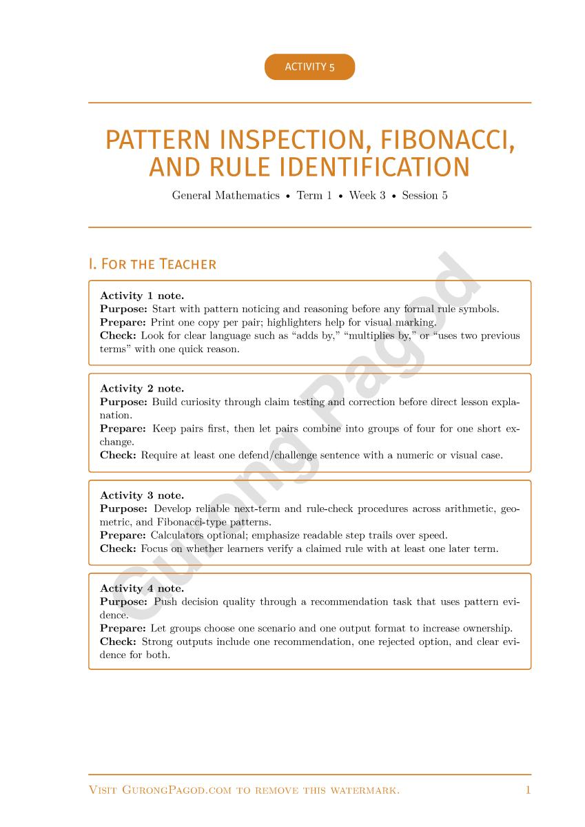 Activity 5 - Pattern Inspection, Fibonacci, and Rule Identification preview fragment