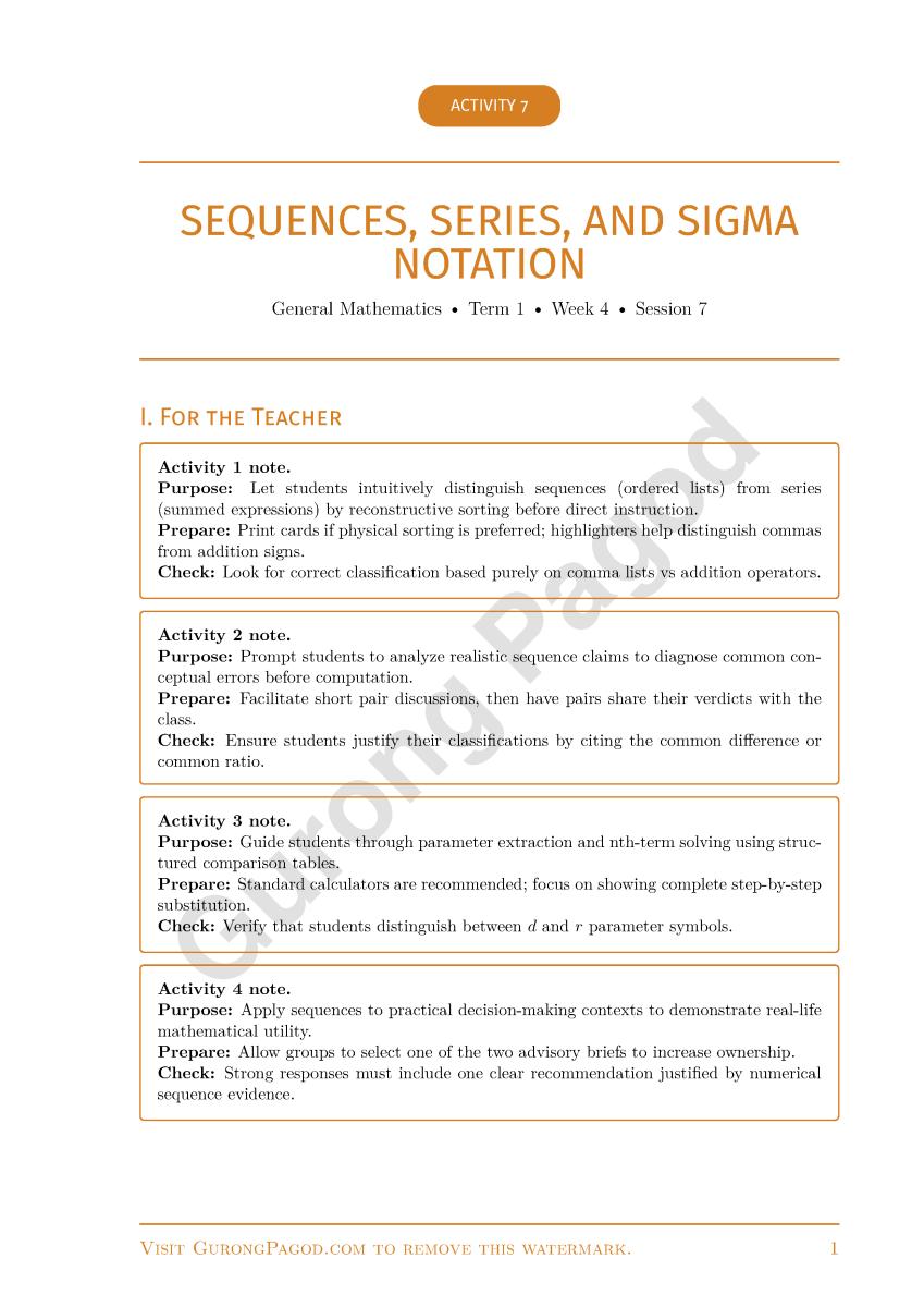 Activity 7 - Sequences, Series, and Sigma Notation preview fragment