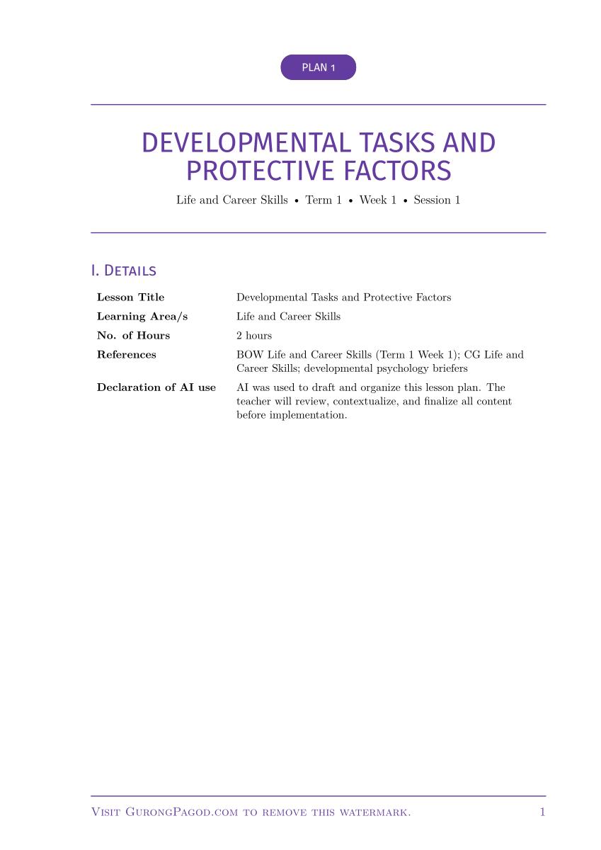 Plan 1 - Developmental Tasks and Protective Factors preview fragment