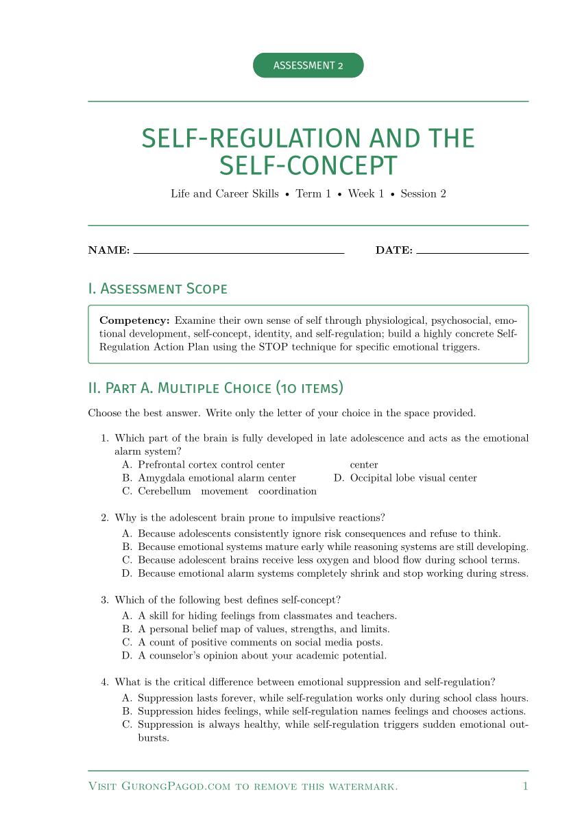 Assessment 2 - Self-Regulation and the Self-Concept preview fragment