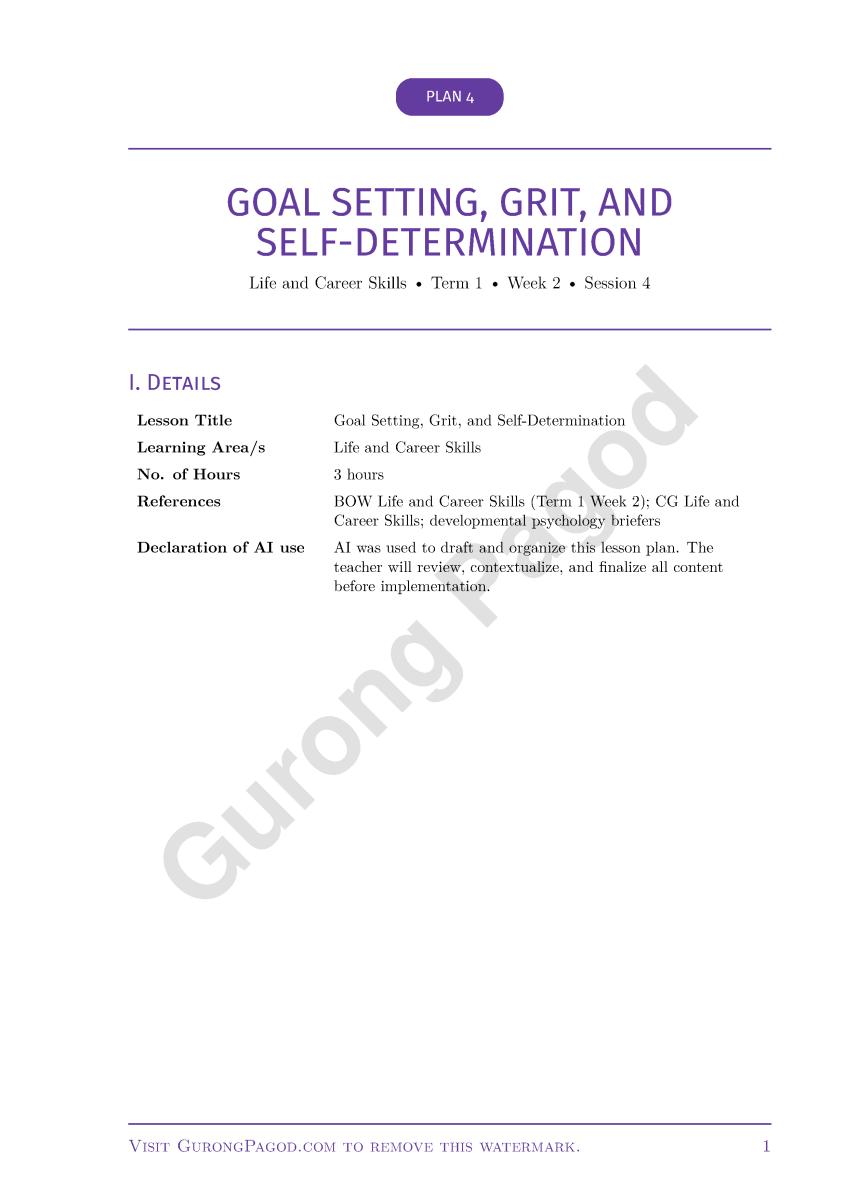 Plan 4 - Goal Setting, Grit, and Self-Determination preview fragment