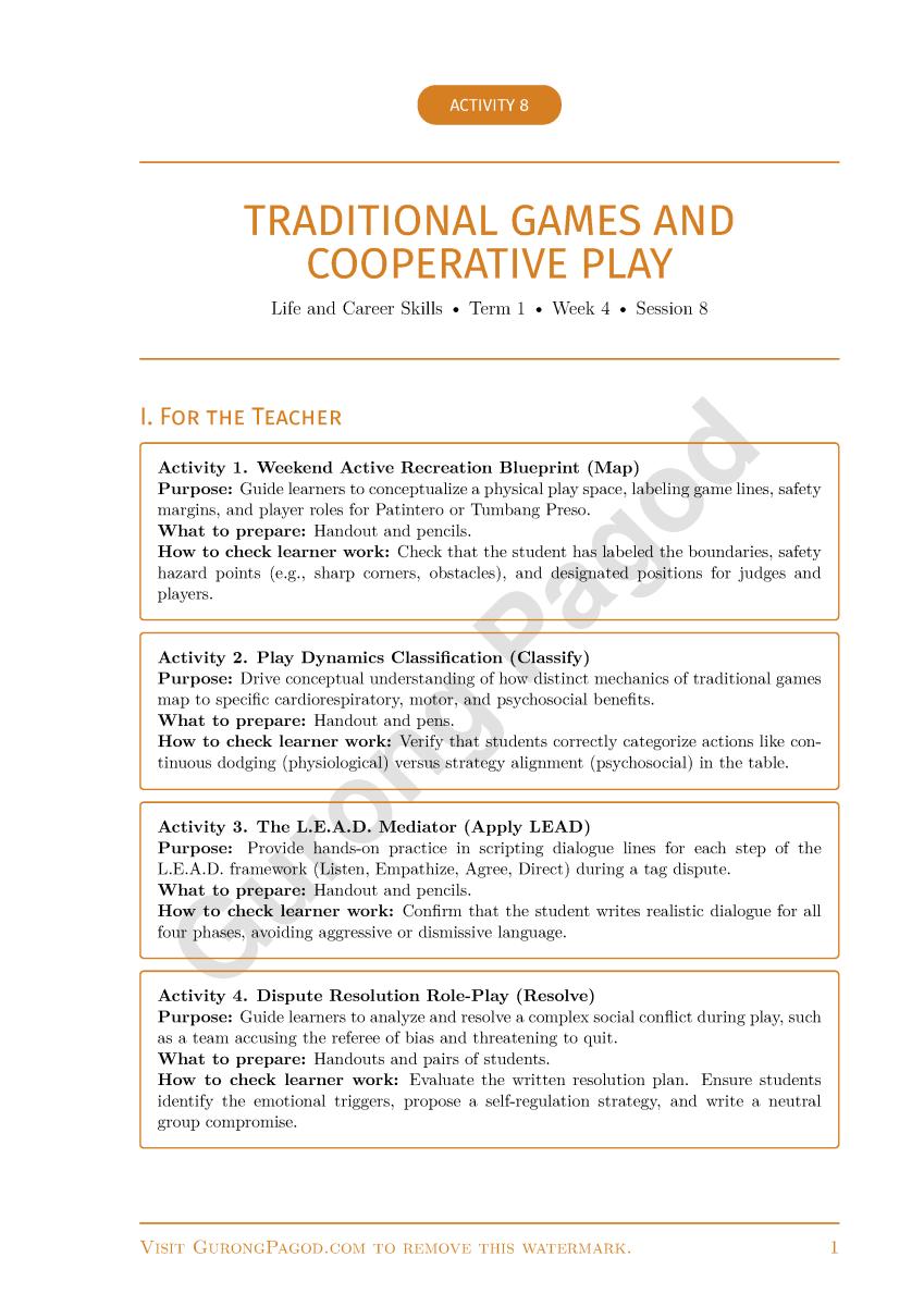 Activity 8 - Traditional Games and Cooperative Play preview fragment