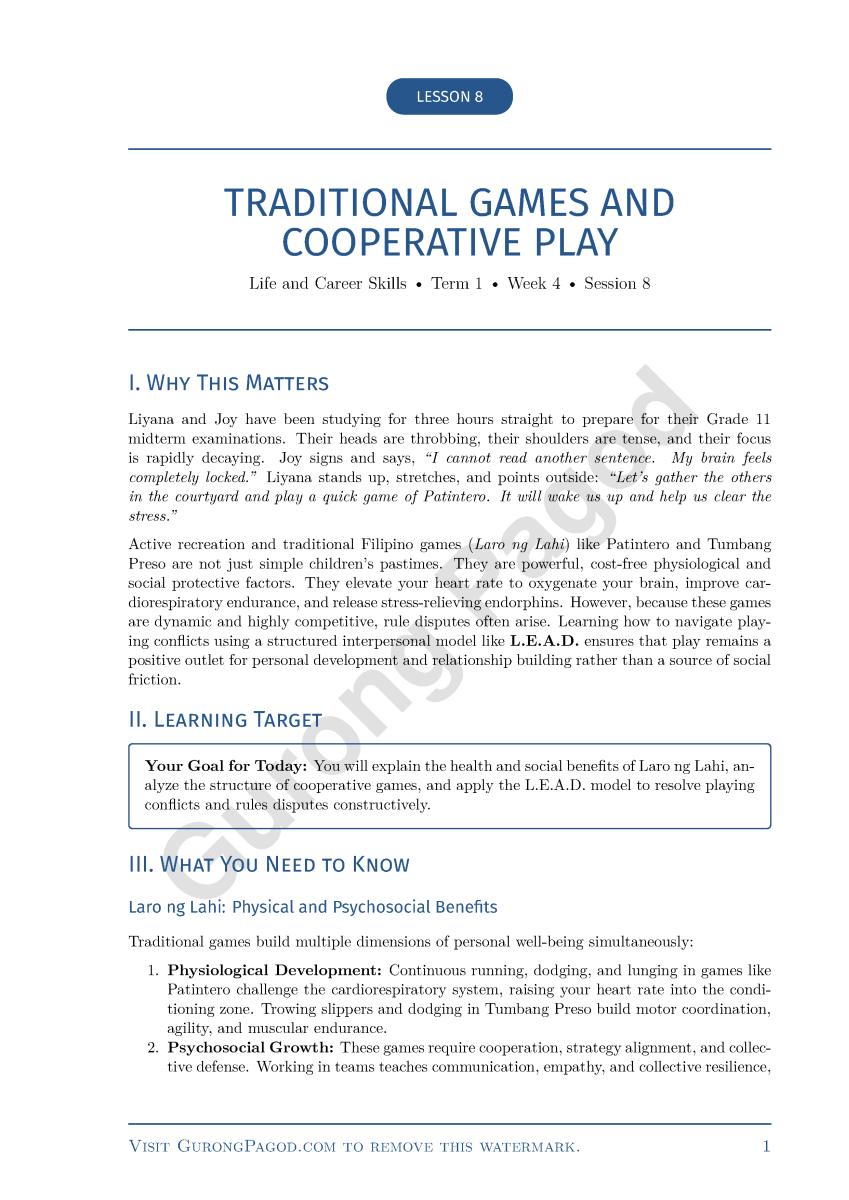 Lesson 8 - Traditional Games and Cooperative Play preview fragment