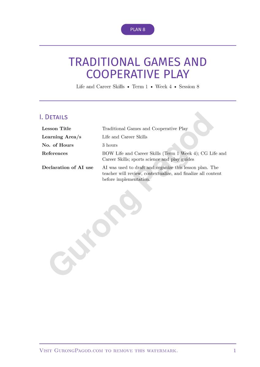 Plan 8 - Traditional Games and Cooperative Play preview fragment
